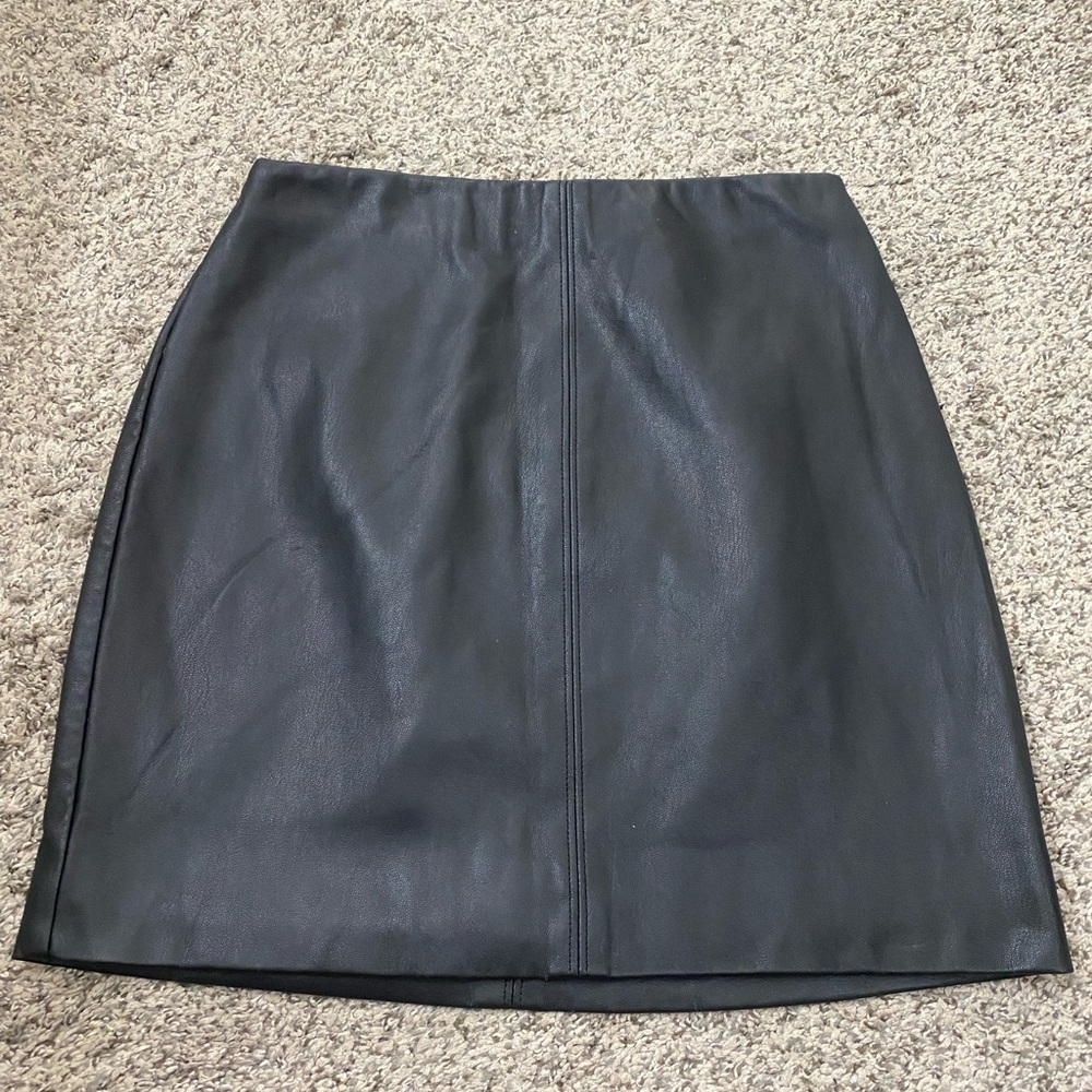 Hollister Black Faux Leather Mini Skirt with Center Seam